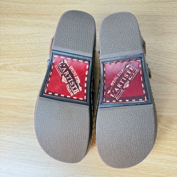 Spring Step L'Artiste Sugarcane Mary Jane Clogs Womens 37 Red Excellent Leather - Picture 5 of 9